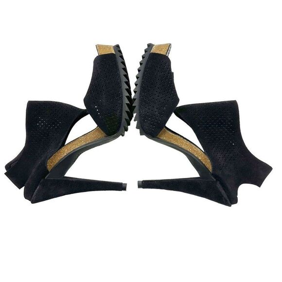 Pedro Garcia Petunia Perforated Heeled Sandals Womens Size 39 Black - Picture 3 of 10